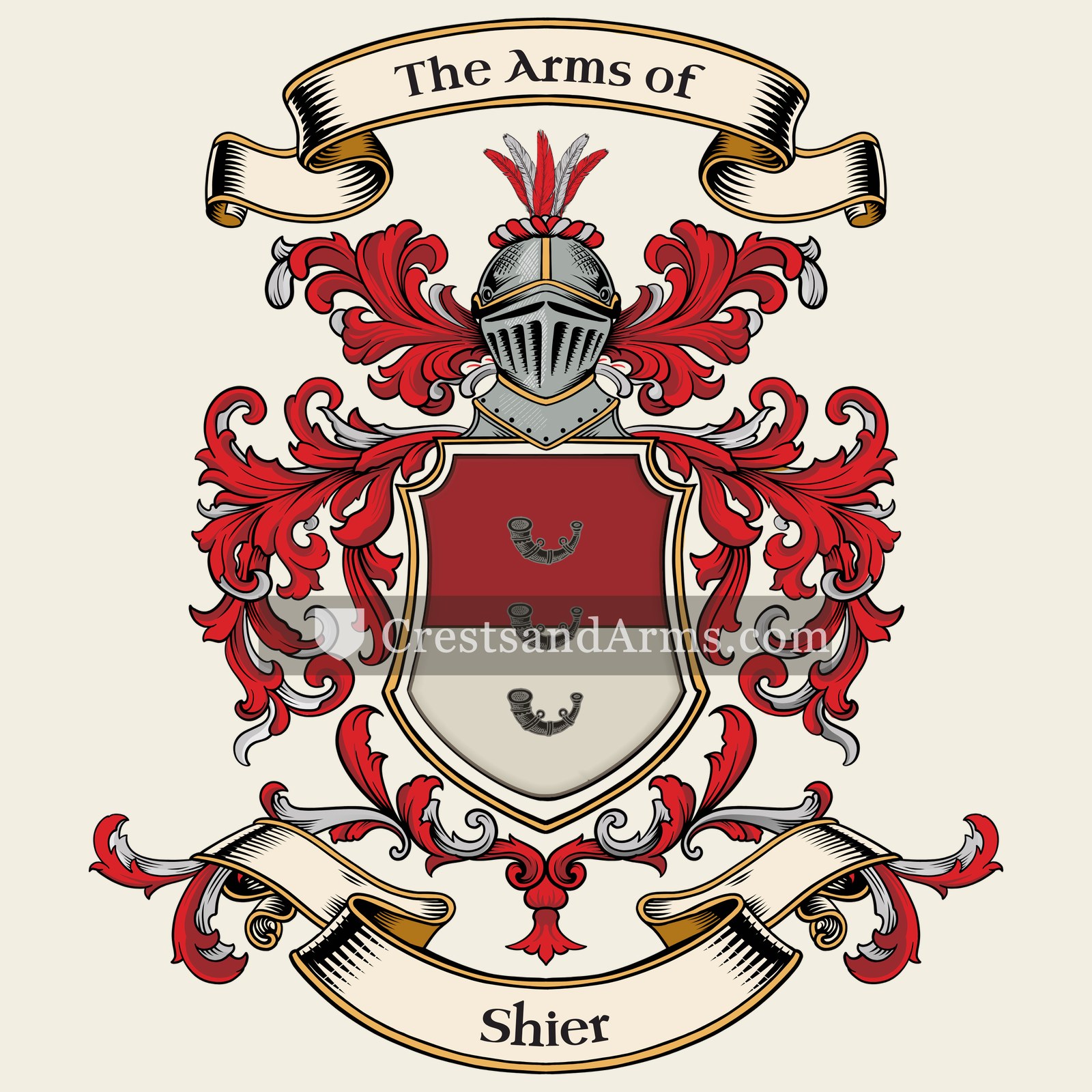 The Shier coat of arms, drawn from the recorded blazon