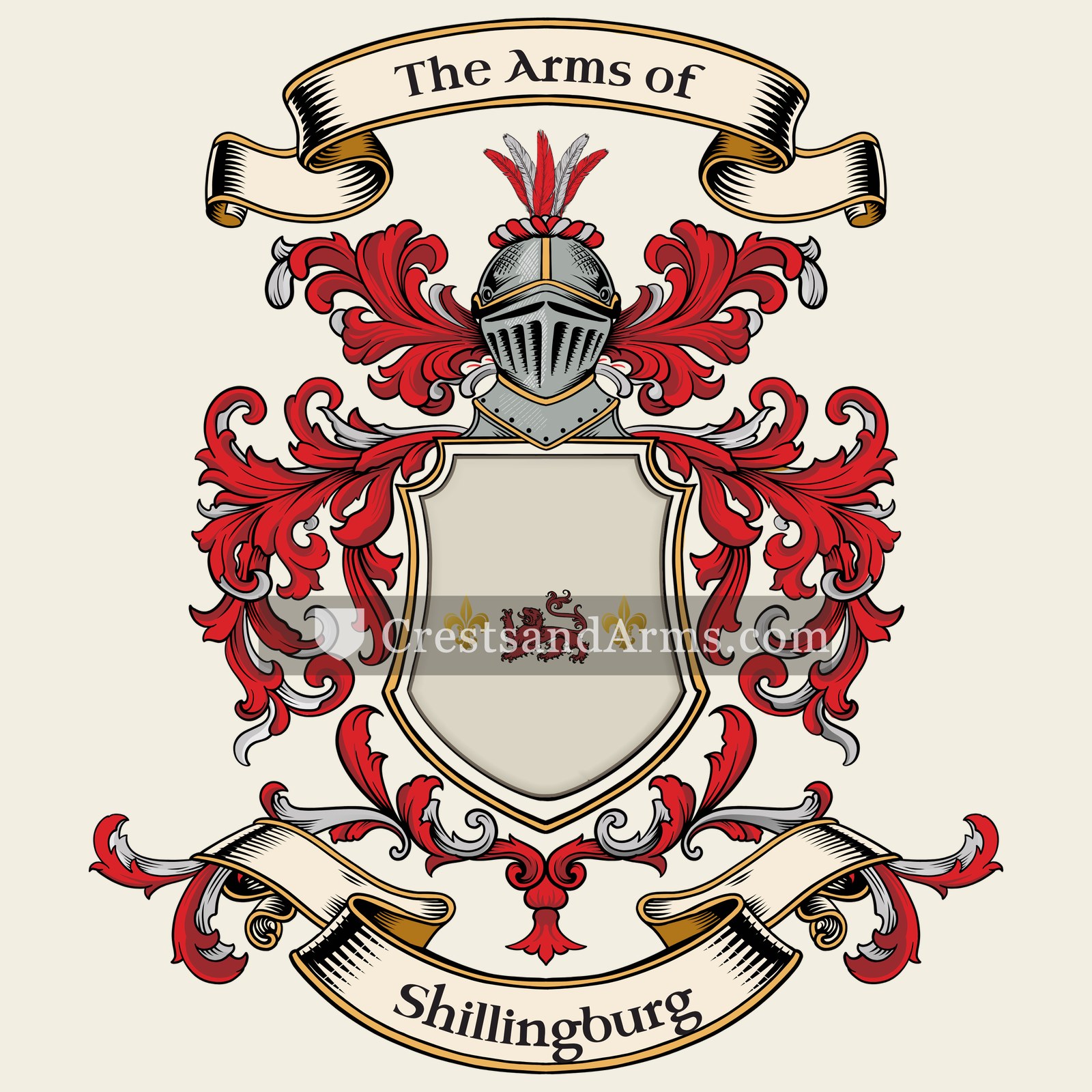 The Shillingburg coat of arms, drawn from the recorded blazon