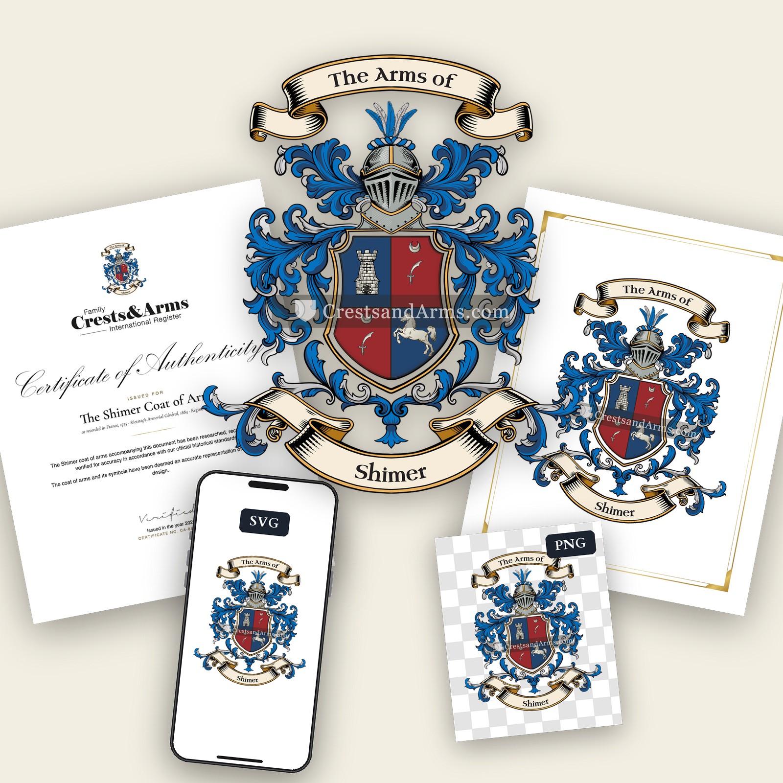 The Shimer arms on the coat of arms — digital pack