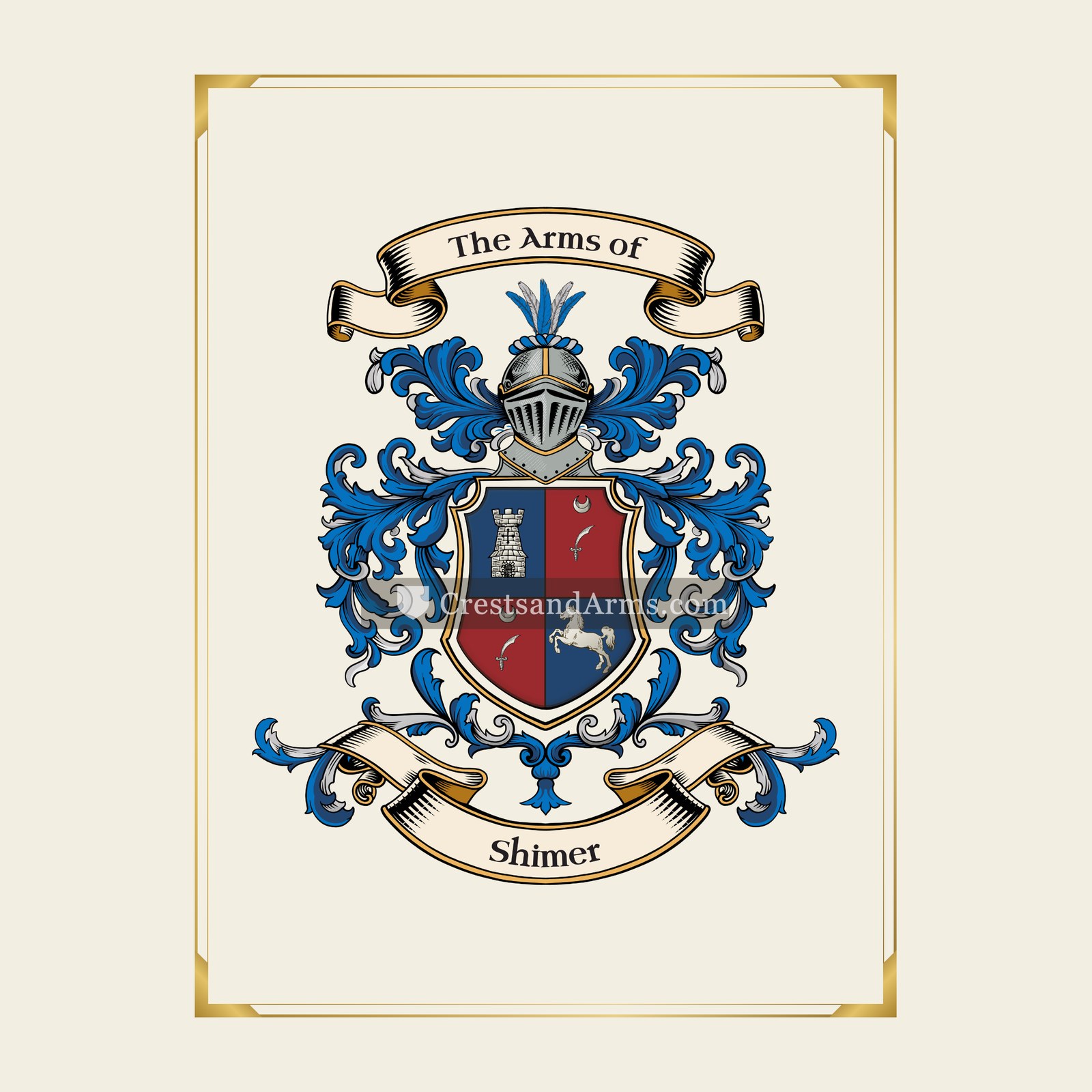 With gold border