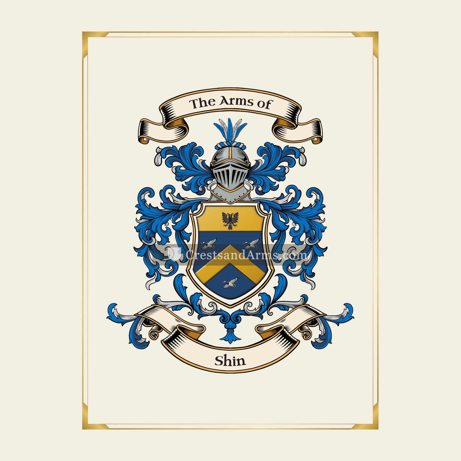 With gold border