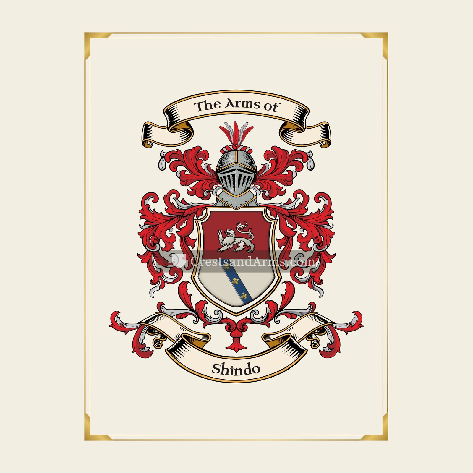 With gold border