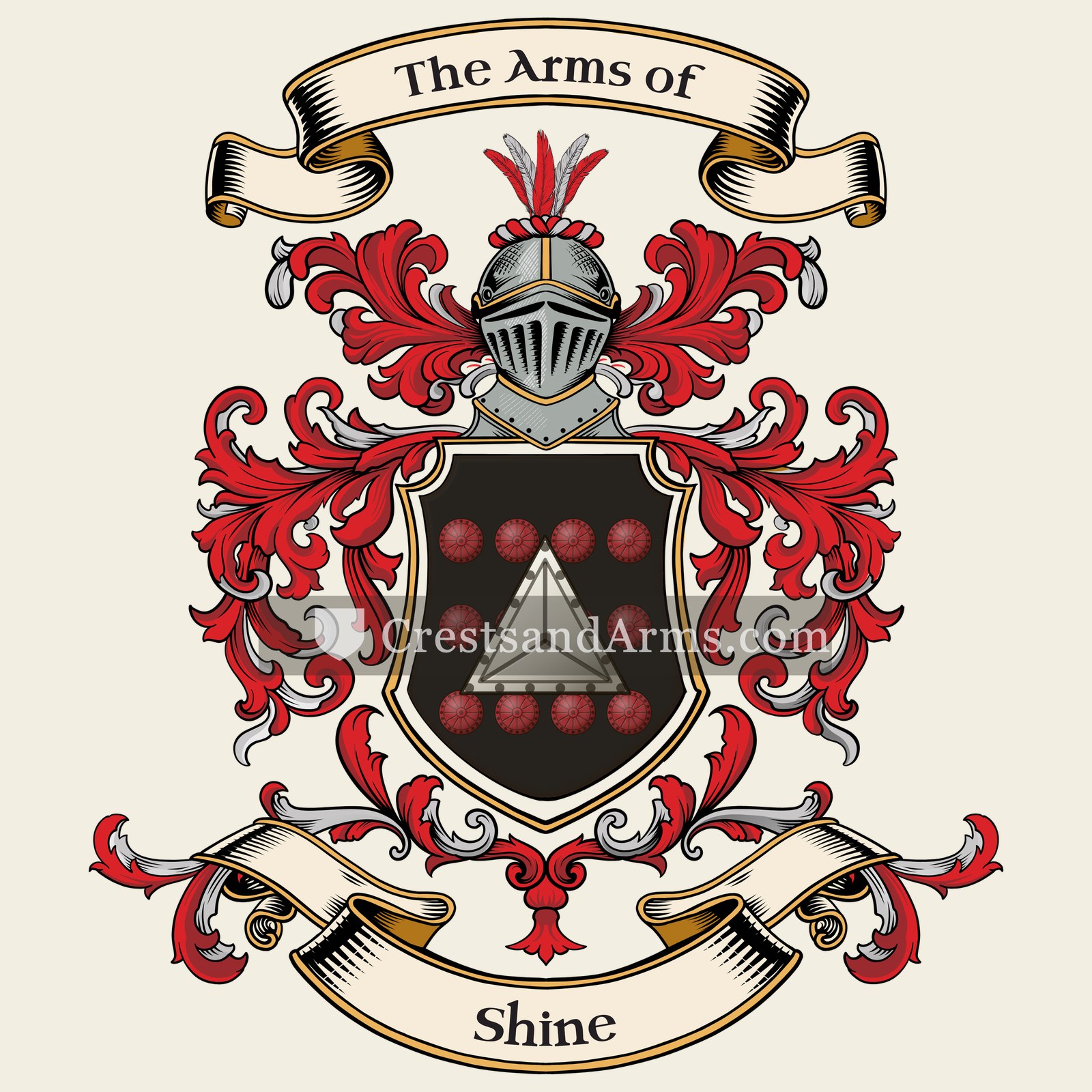 The Shine coat of arms, drawn from the recorded blazon