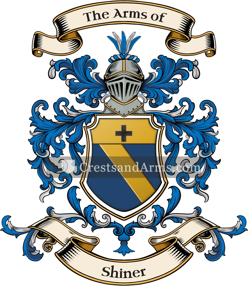 The Shiner coat of arms, drawn from the recorded blazon