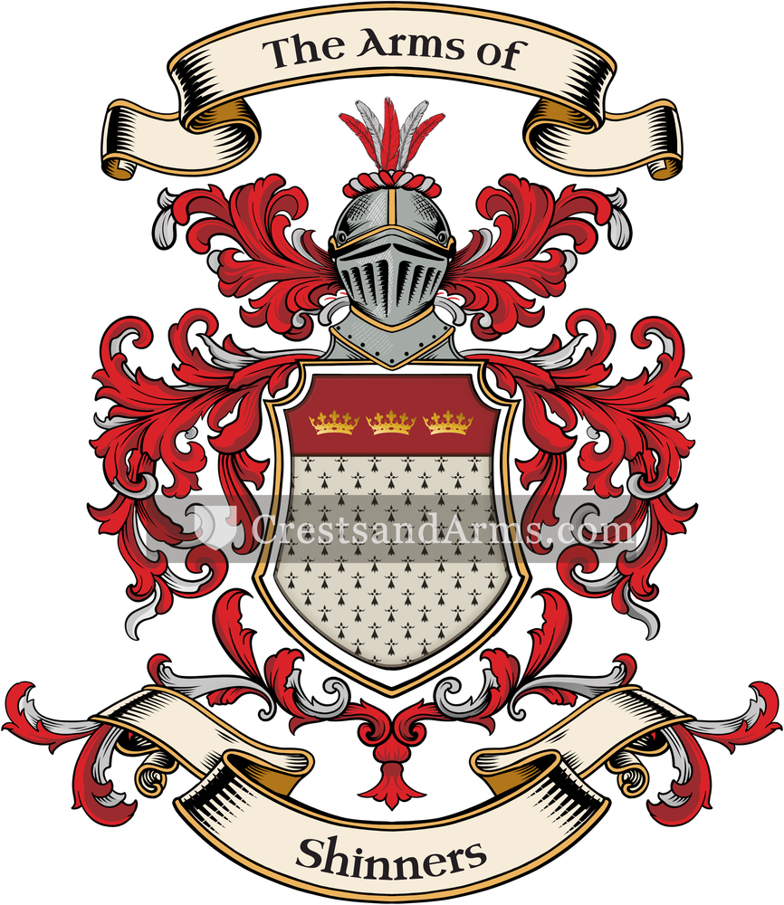 The Shinners coat of arms, drawn from the recorded blazon