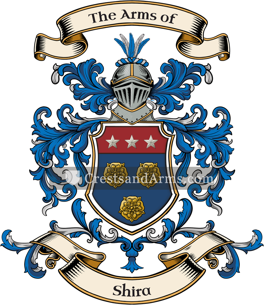 The Shira coat of arms, drawn from the recorded blazon