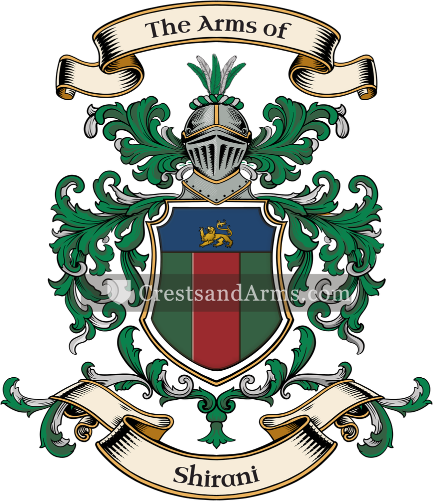 The Shirani coat of arms, drawn from the recorded blazon