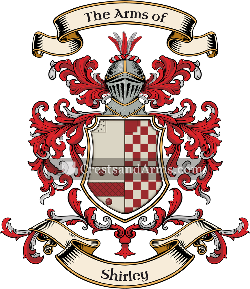 The Shirley coat of arms, drawn from the recorded blazon