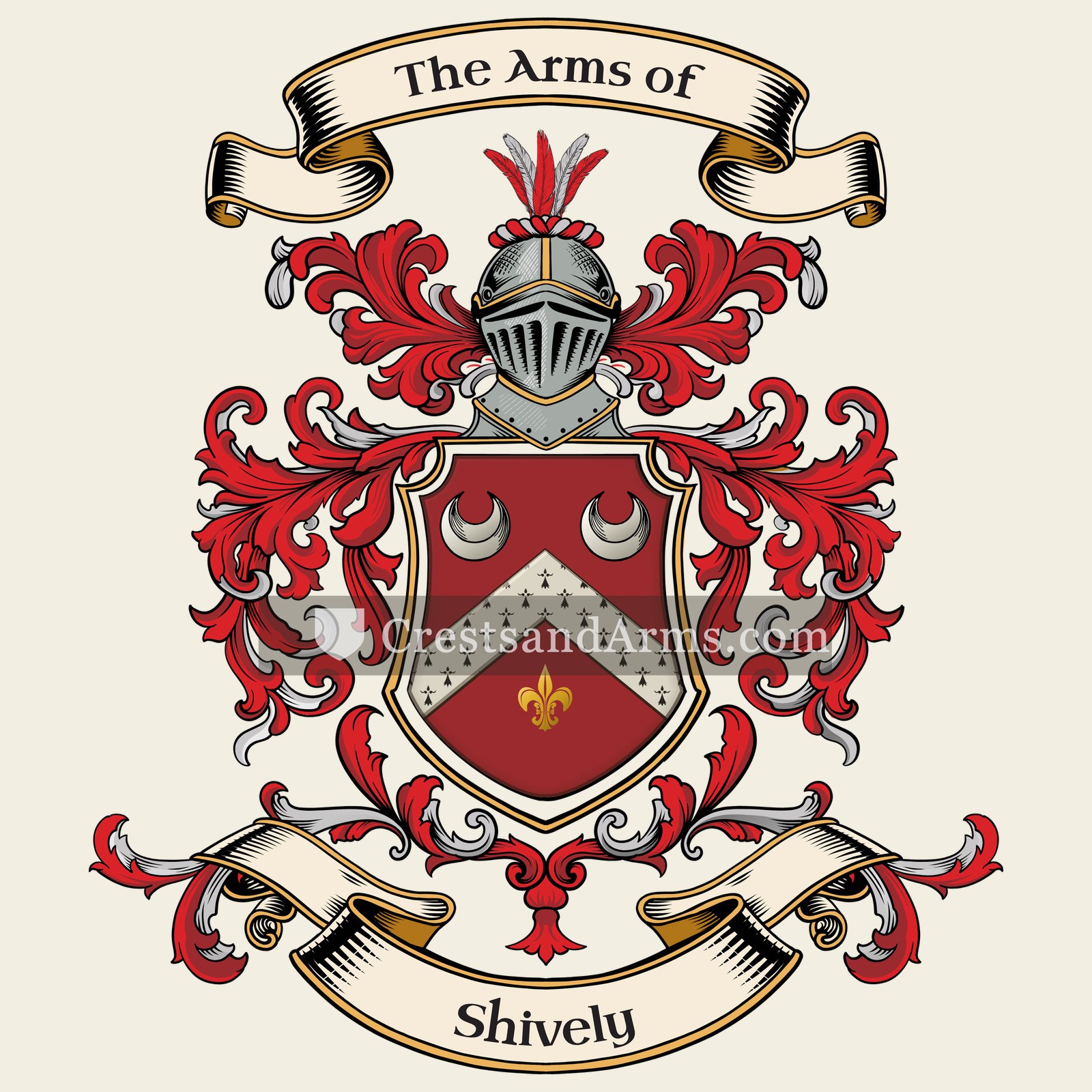 The Shively coat of arms, drawn from the recorded blazon