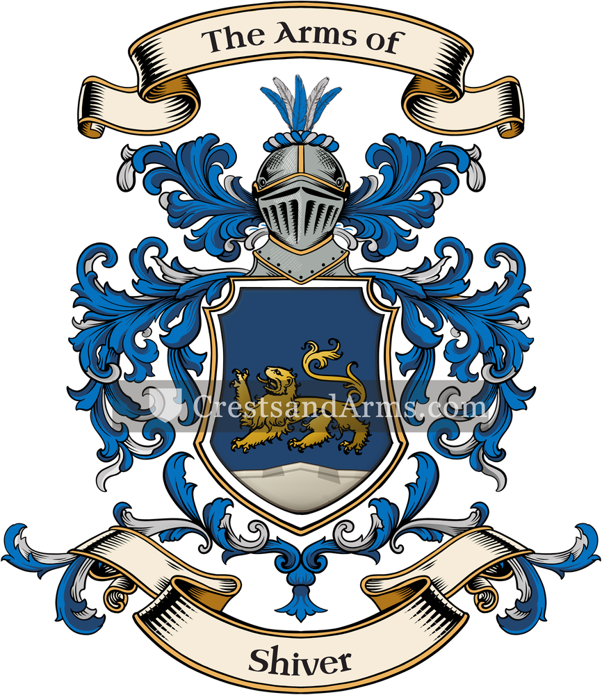 The Shiver coat of arms, drawn from the recorded blazon