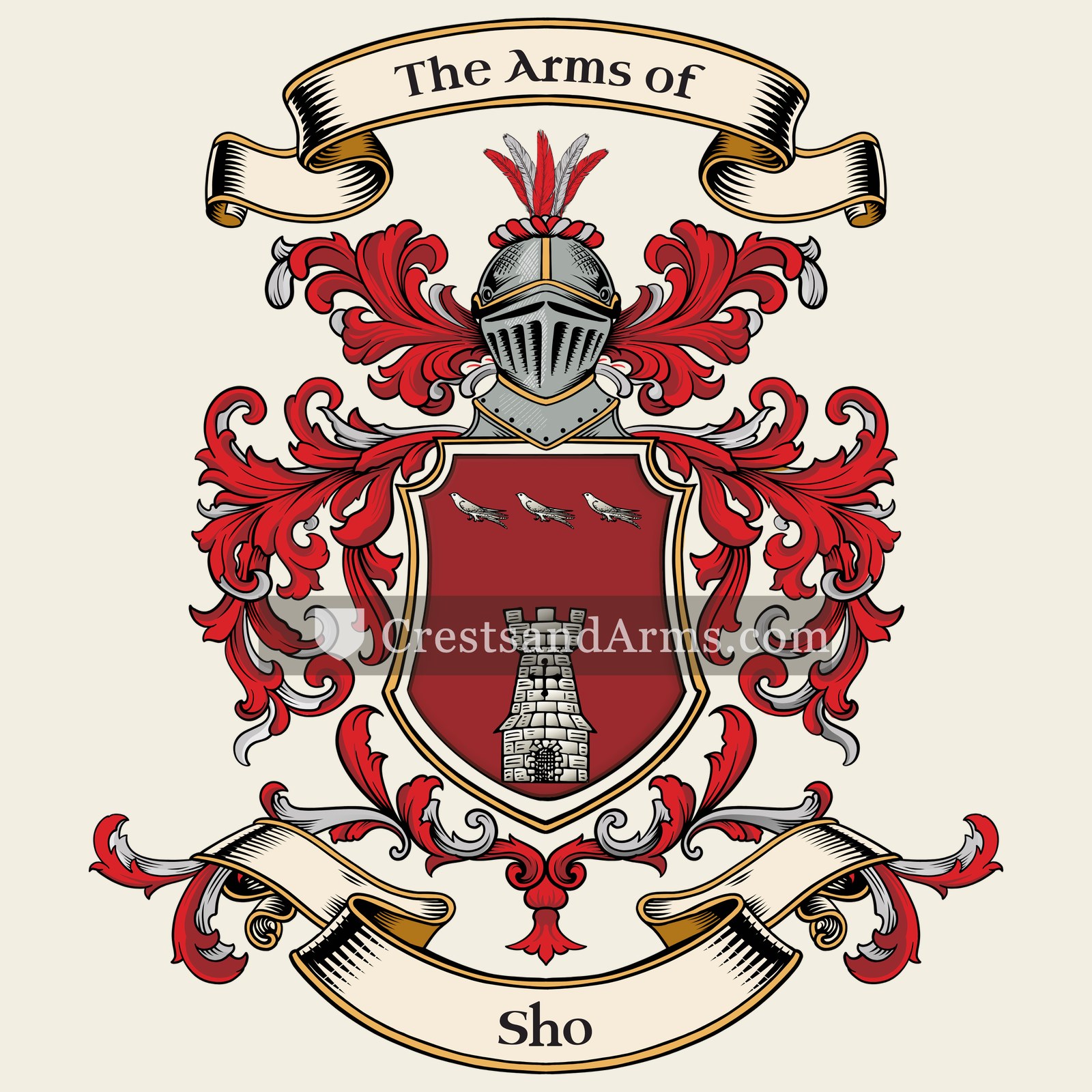 The Sho coat of arms, drawn from the recorded blazon