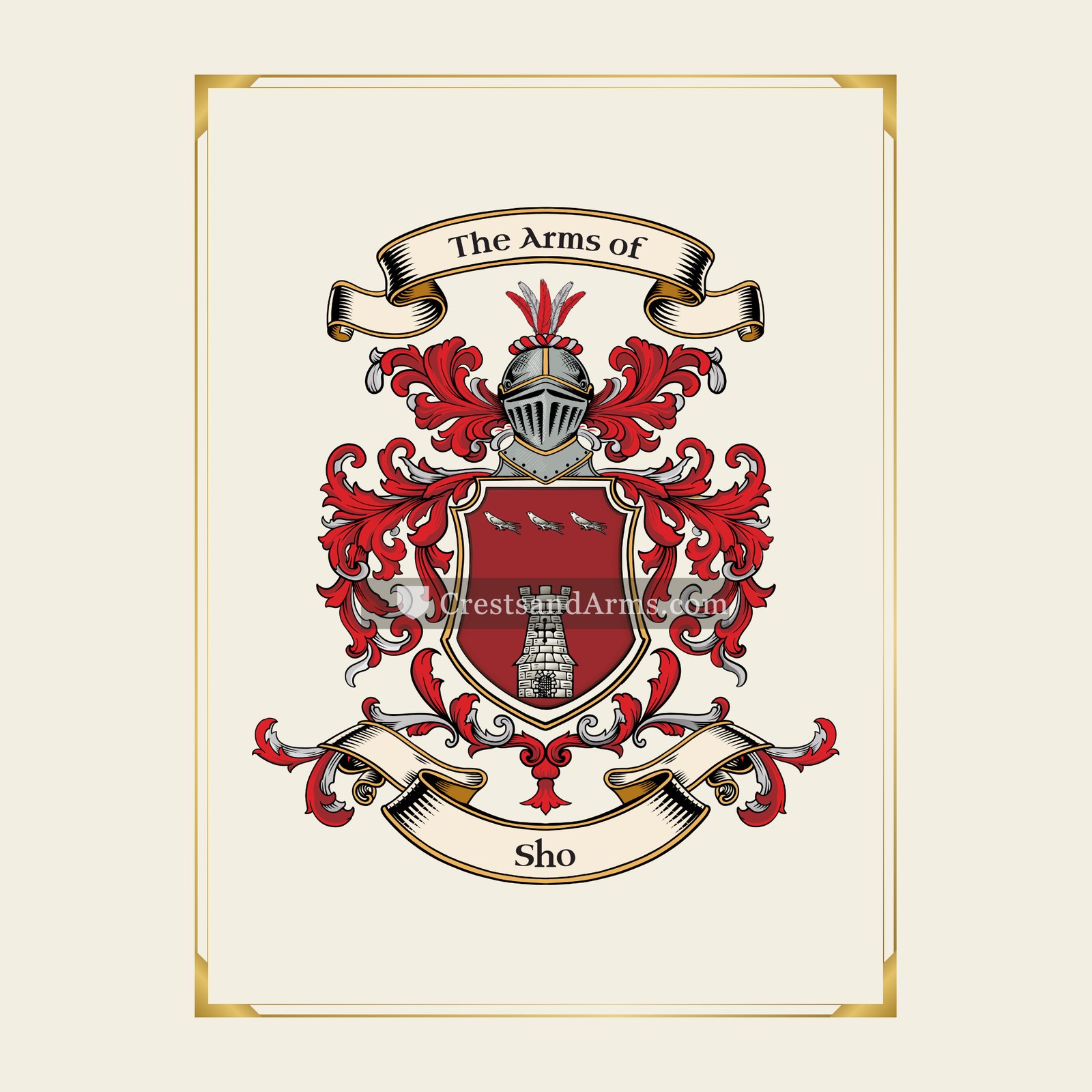 With gold border