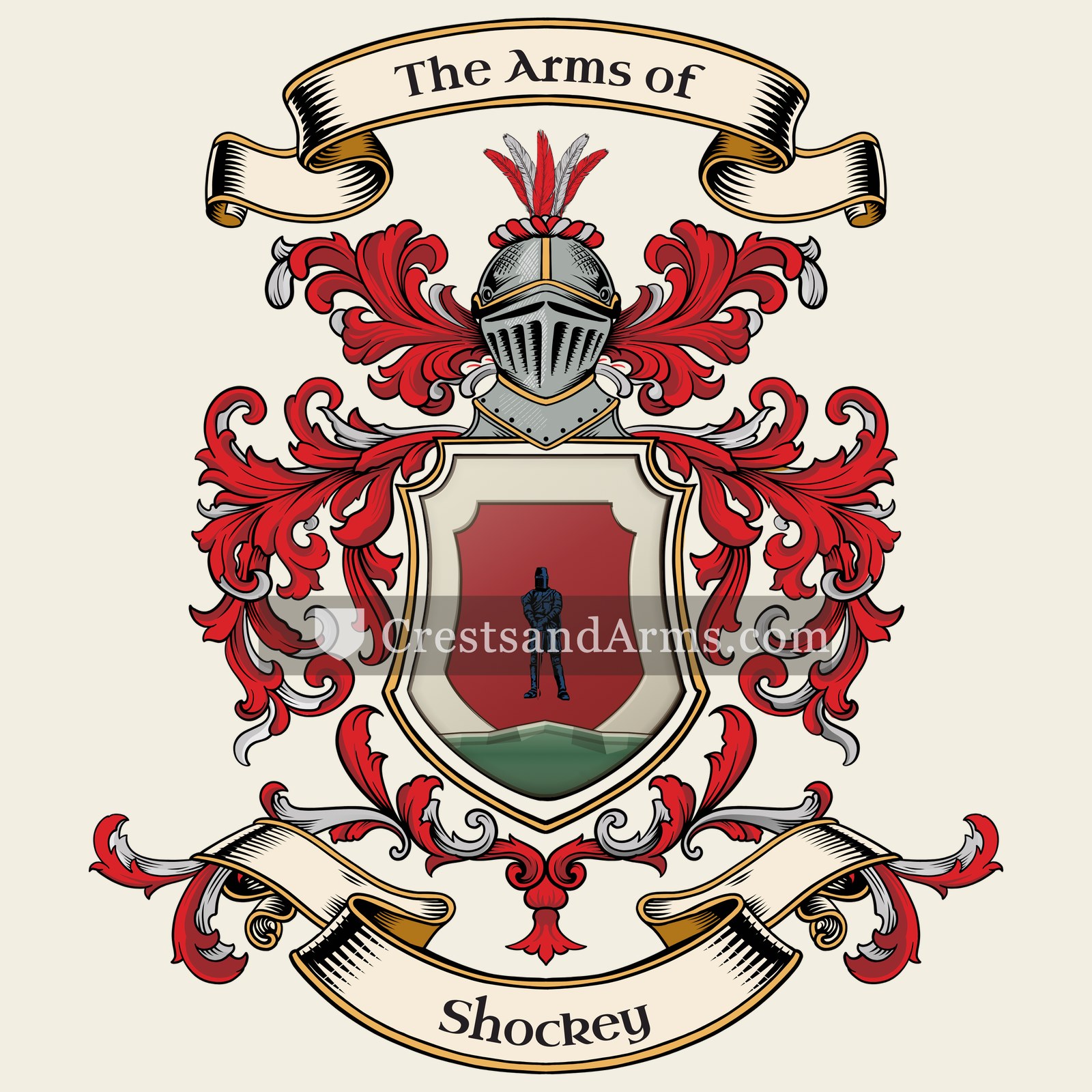 The Shockey coat of arms, drawn from the recorded blazon
