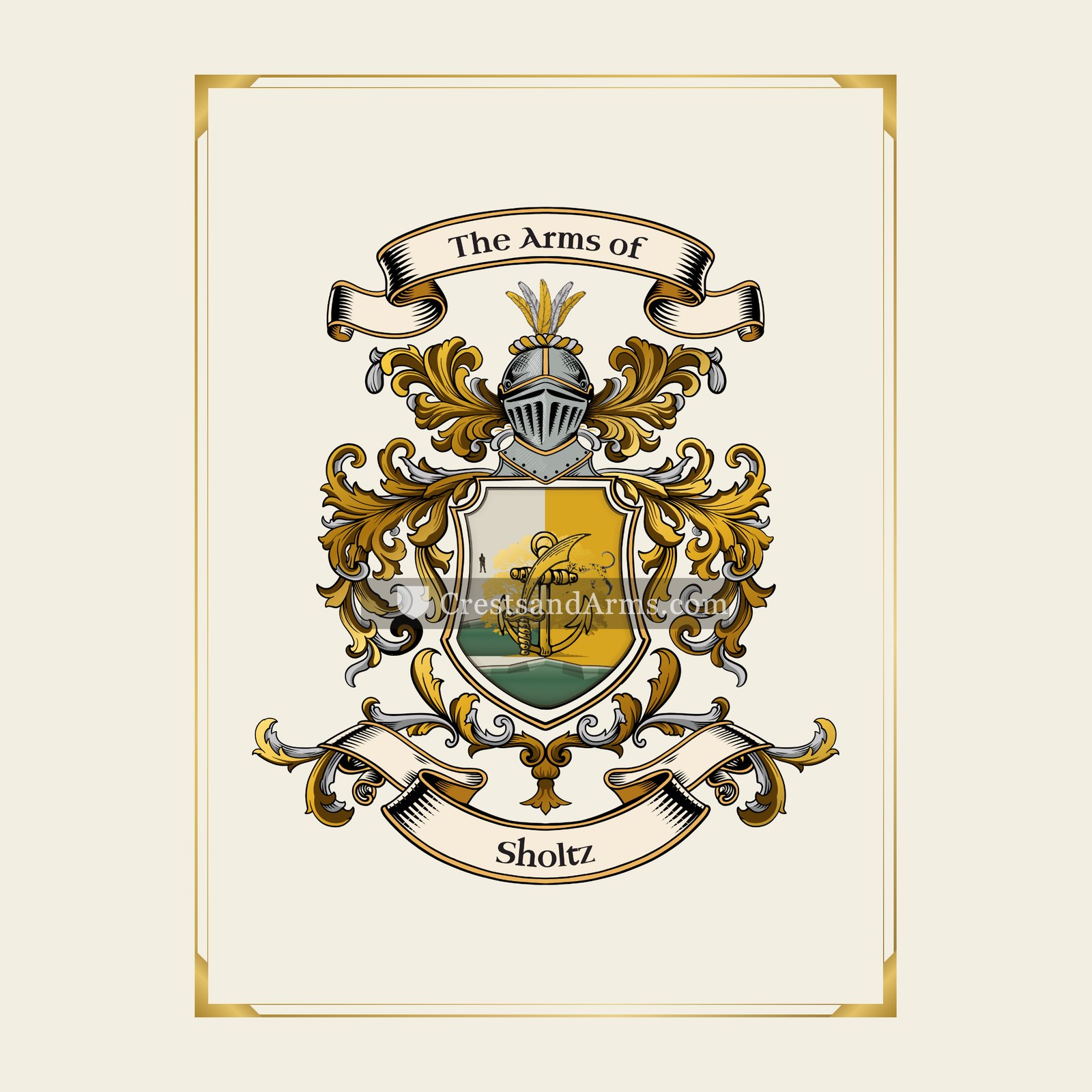With gold border