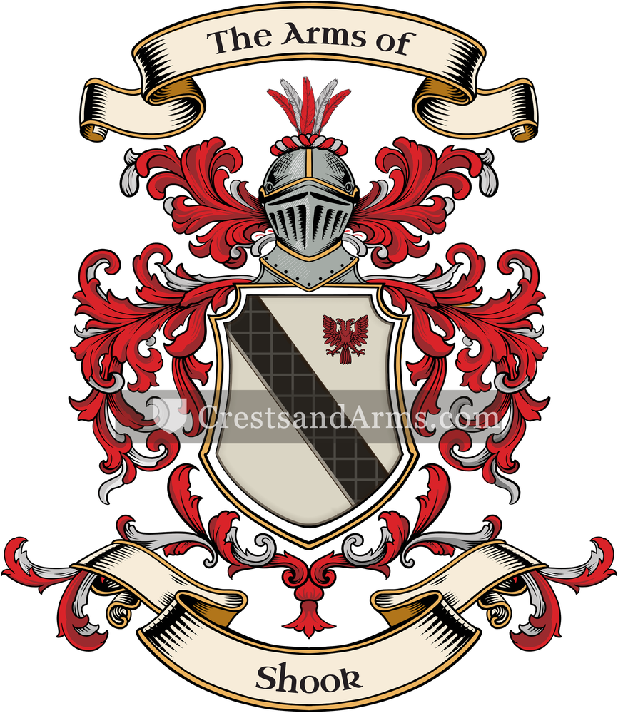 The Shook coat of arms, drawn from the recorded blazon