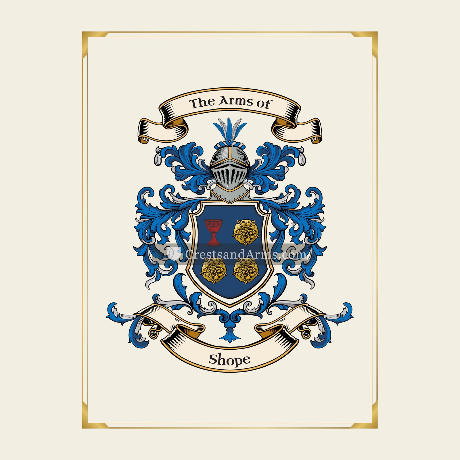 With gold border