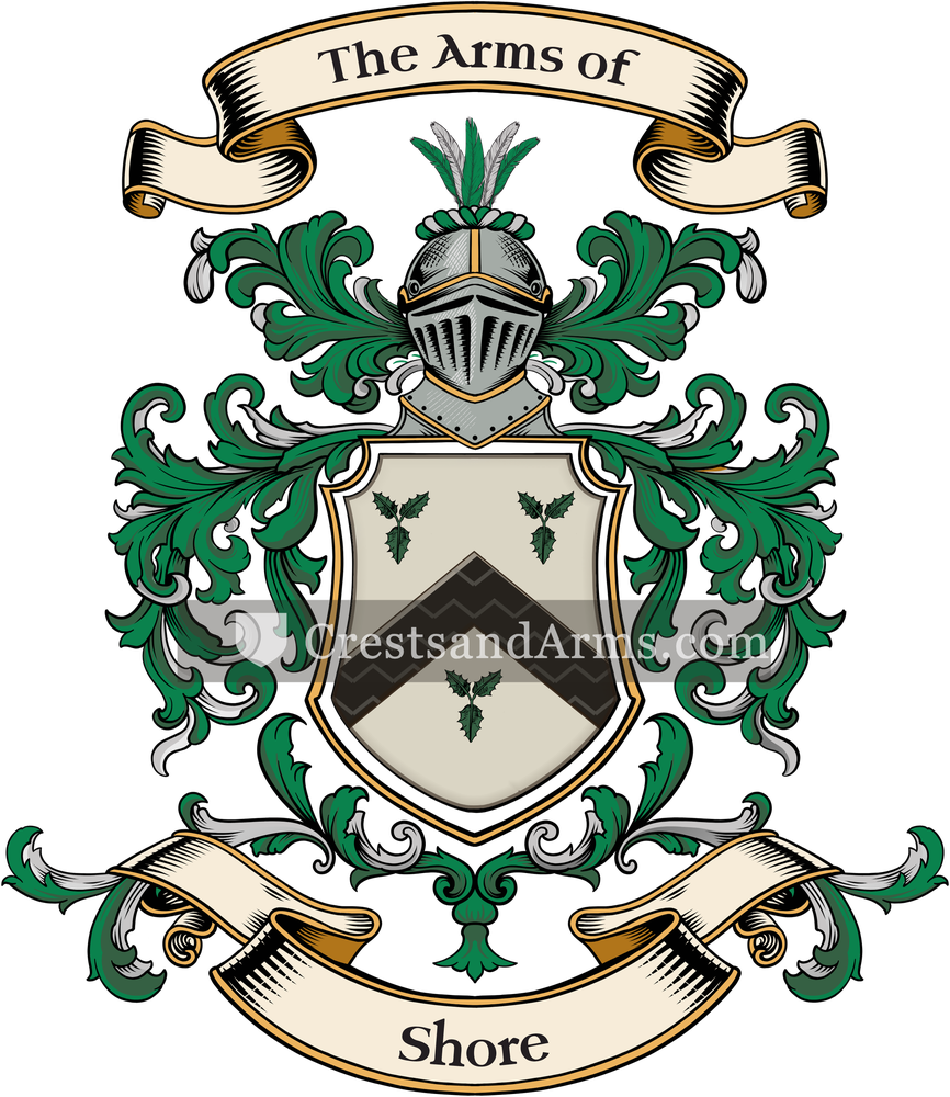 The Shore coat of arms, drawn from the recorded blazon