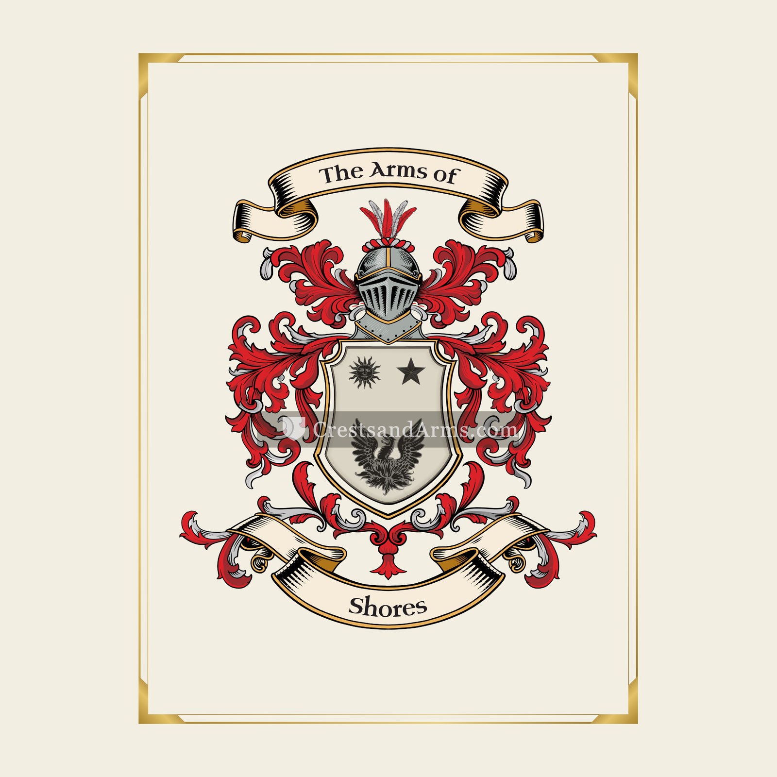 With gold border