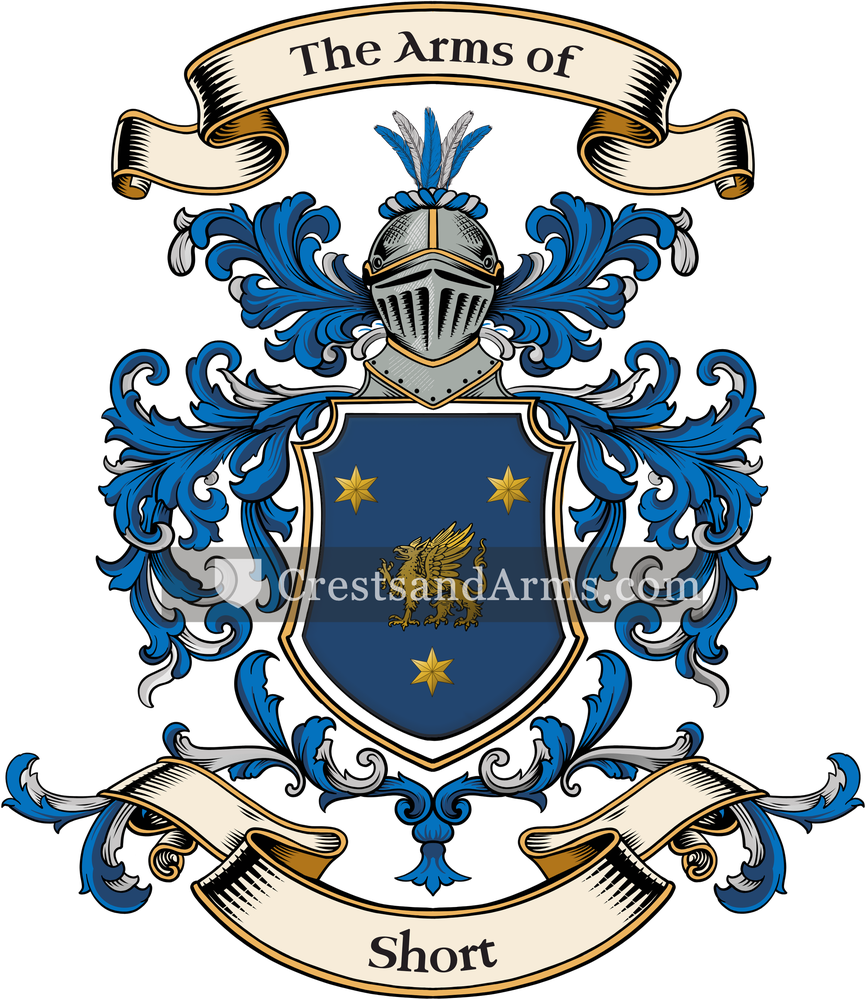 The Short coat of arms, drawn from the recorded blazon
