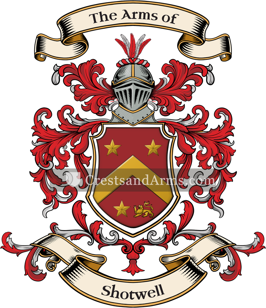 The Shotwell coat of arms, drawn from the recorded blazon
