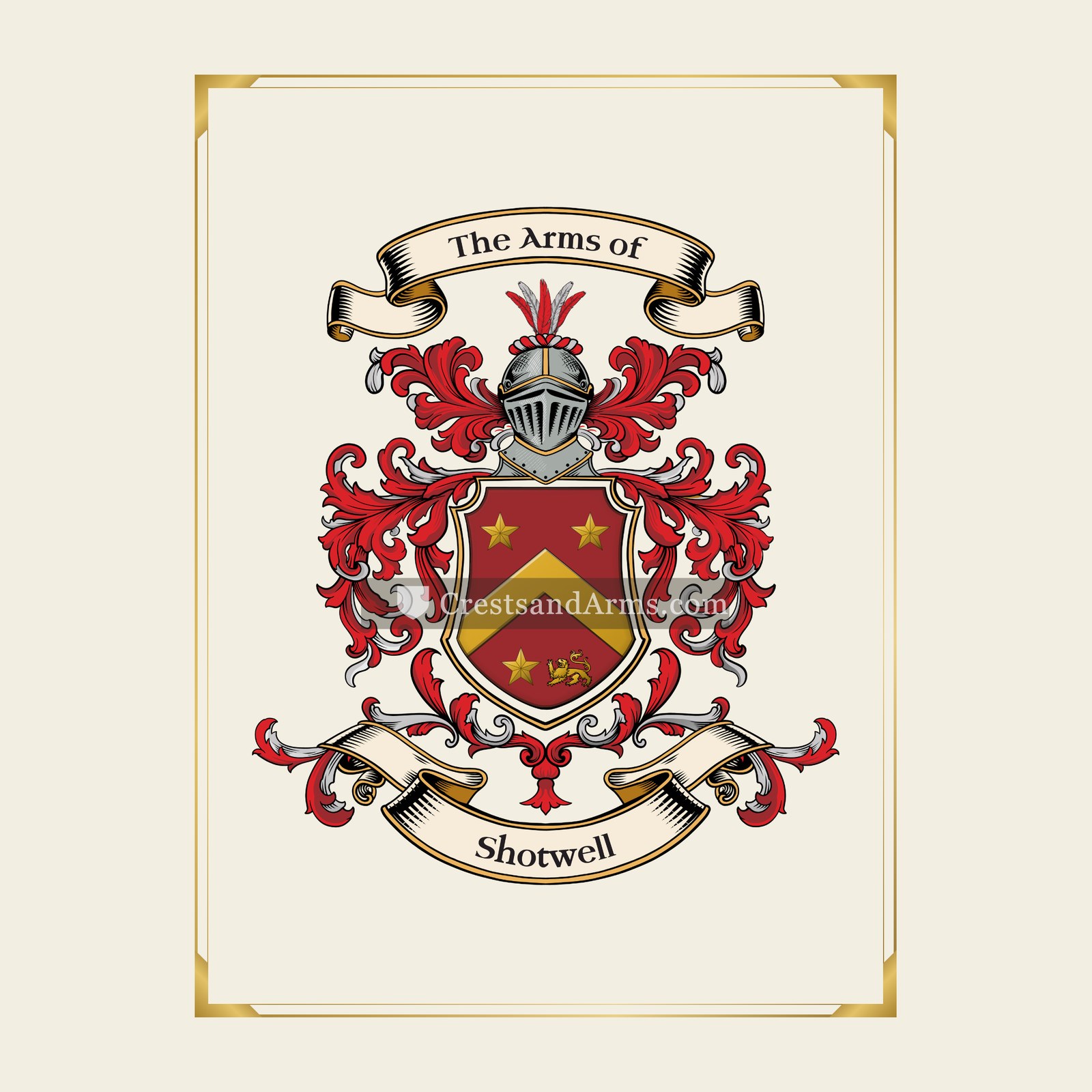 With gold border