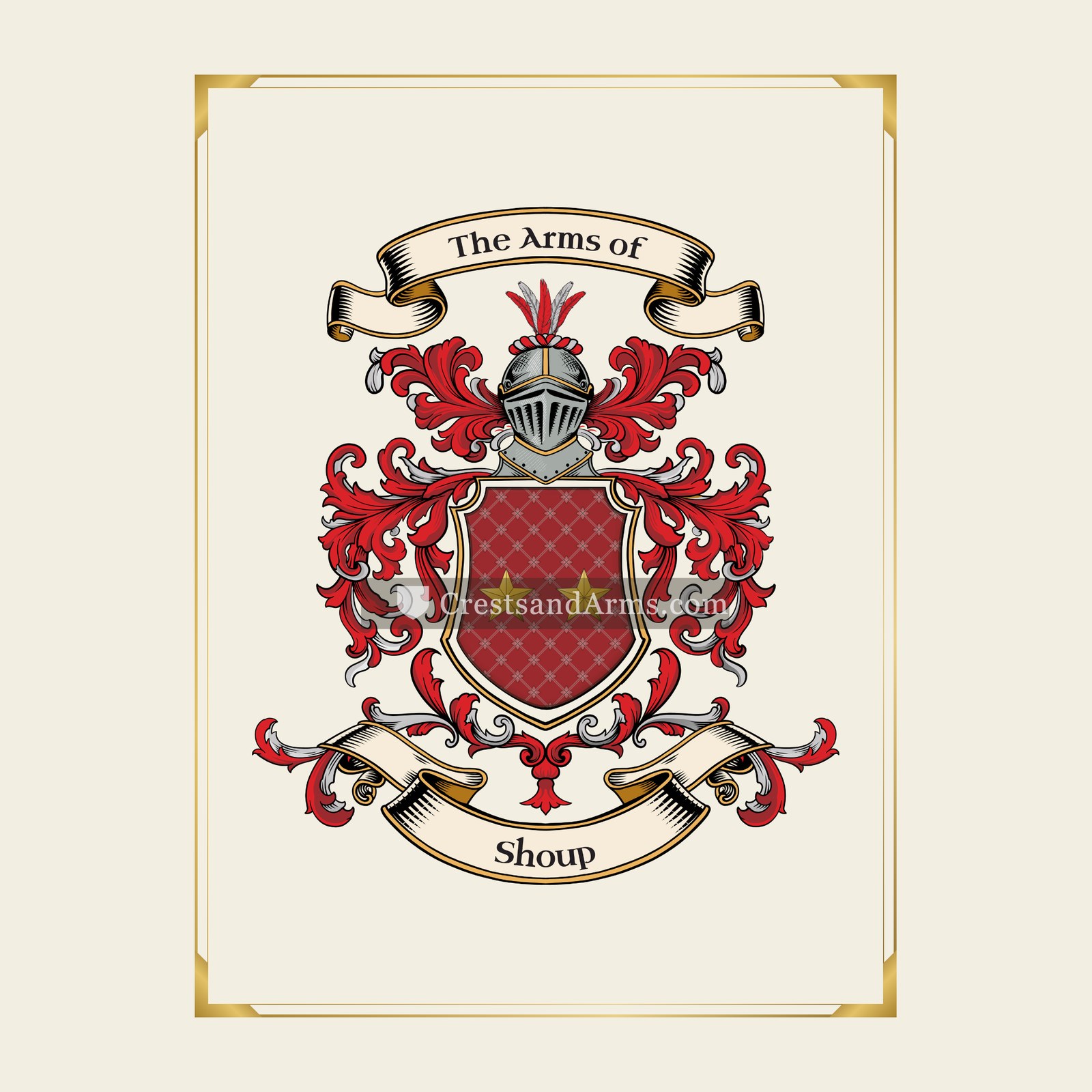 With gold border