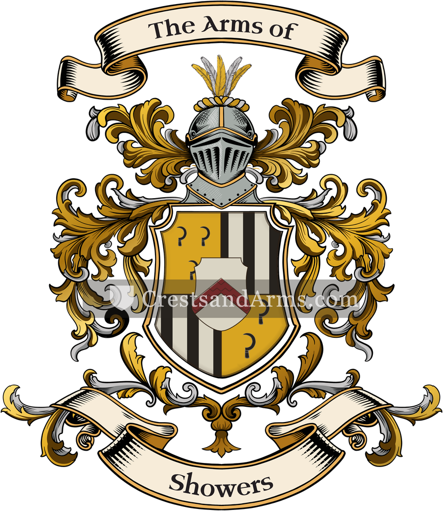 The Showers coat of arms, drawn from the recorded blazon