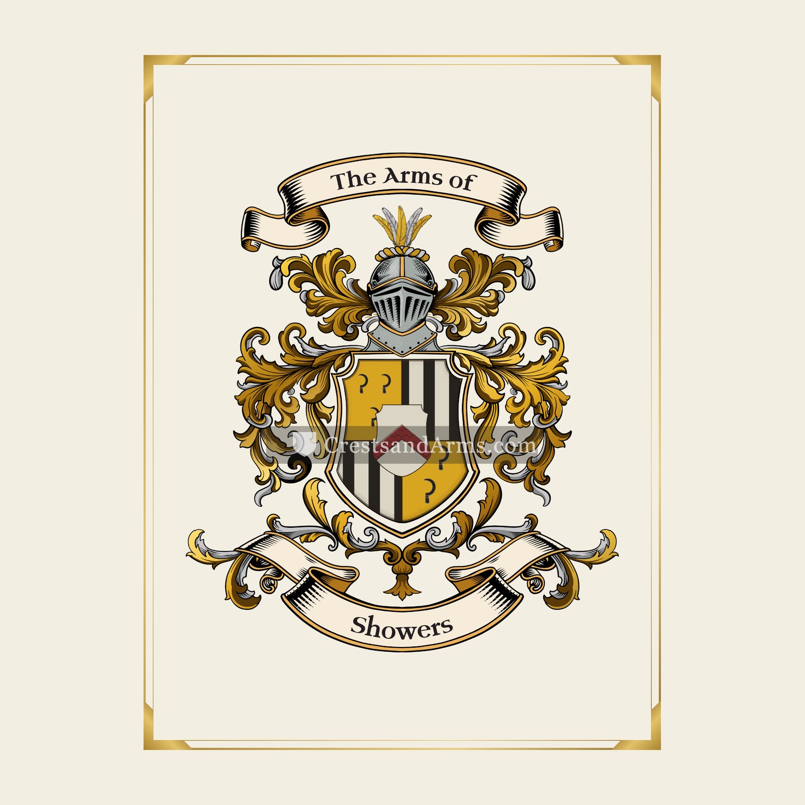 With gold border