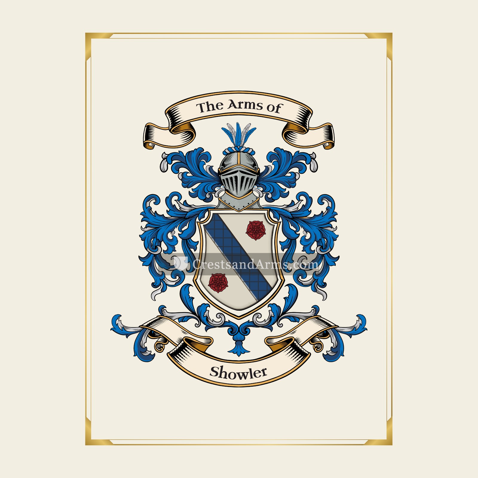 With gold border