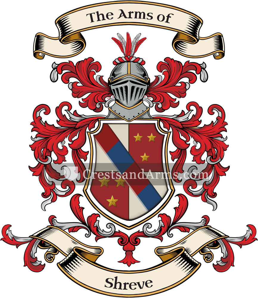 The Shreve coat of arms, drawn from the recorded blazon
