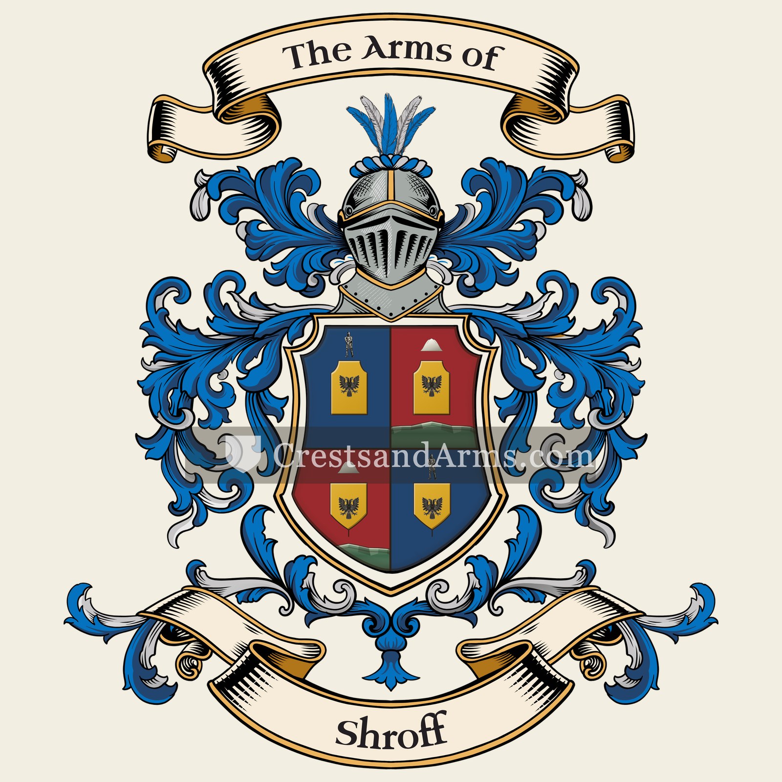 The Shroff coat of arms, drawn from the recorded blazon