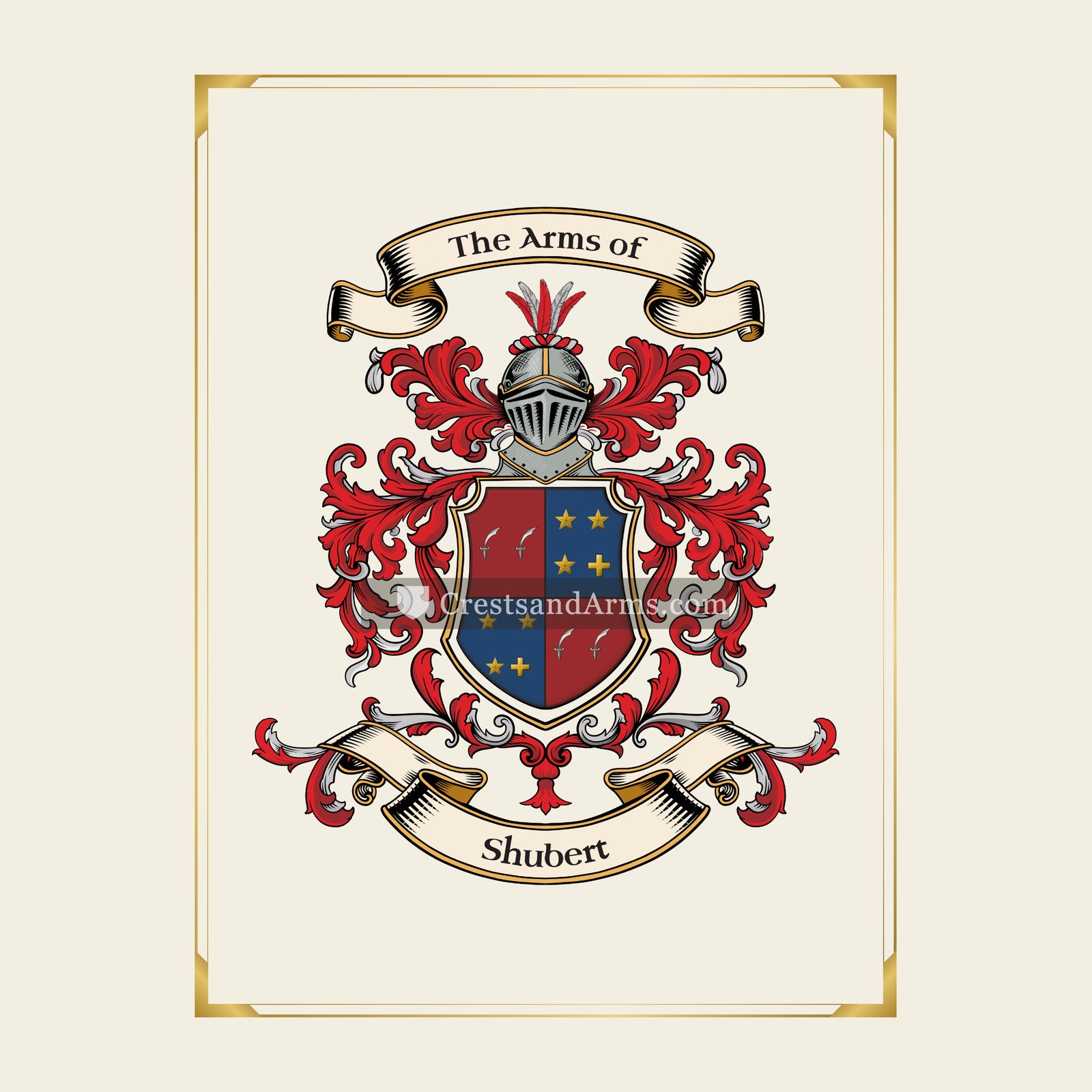 With gold border