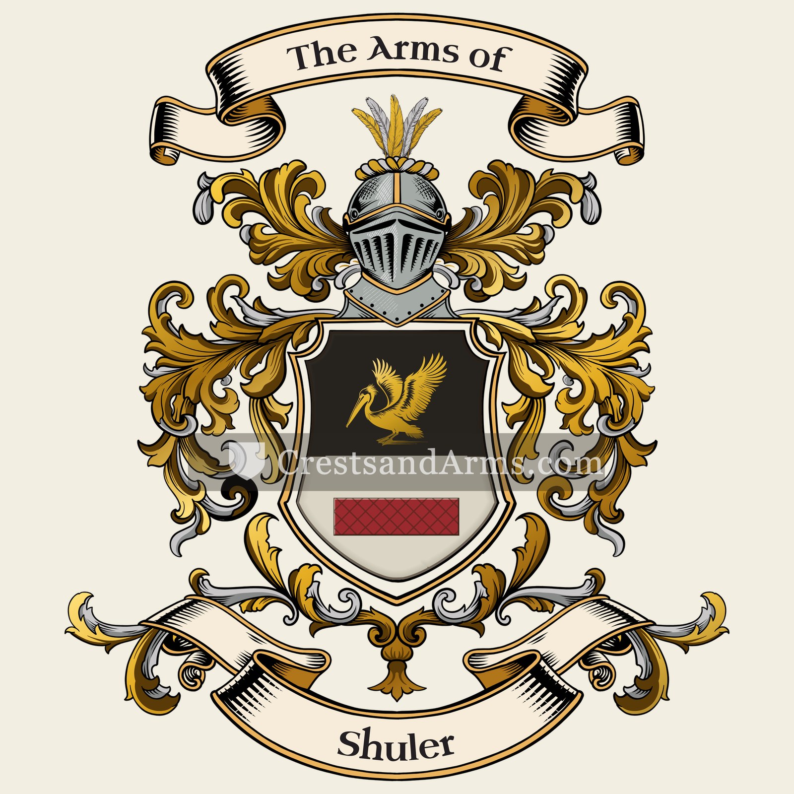 The Shuler coat of arms, drawn from the recorded blazon
