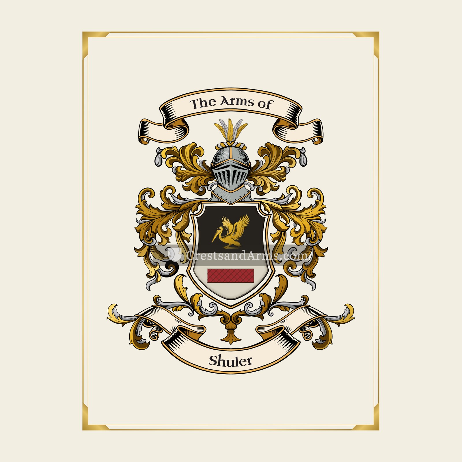 With gold border