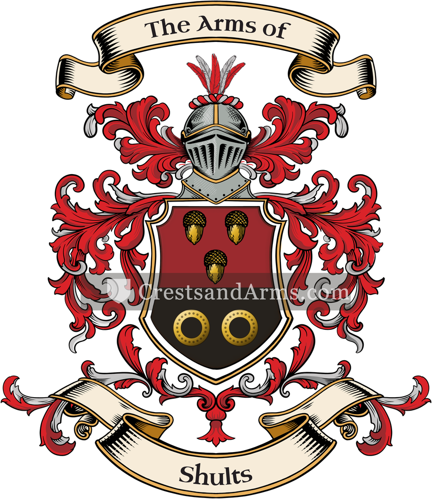 The Shults coat of arms, drawn from the recorded blazon