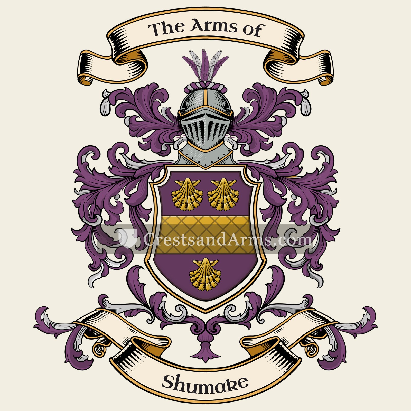 The Shumake coat of arms, drawn from the recorded blazon