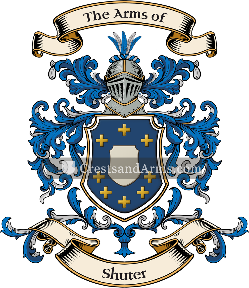The Shuter coat of arms, drawn from the recorded blazon