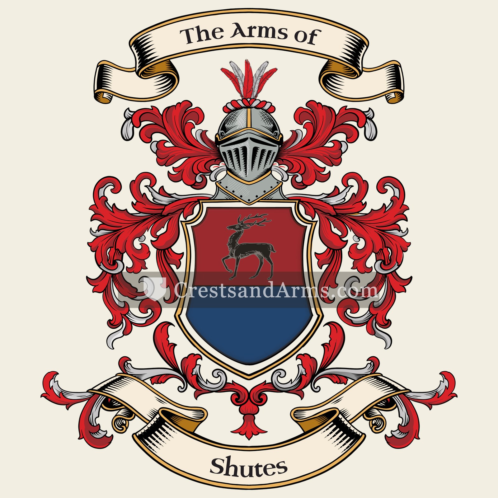 The Shutes coat of arms, drawn from the recorded blazon