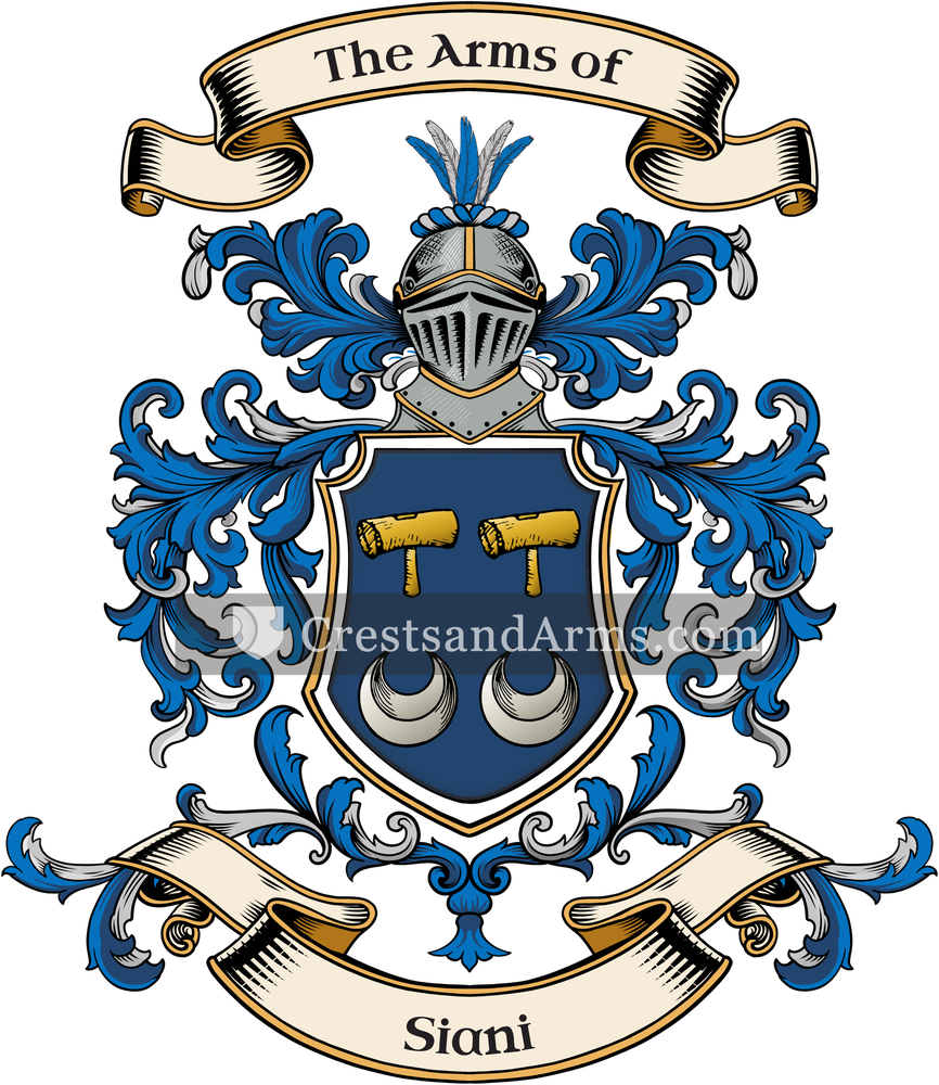 The Siani coat of arms, drawn from the recorded blazon