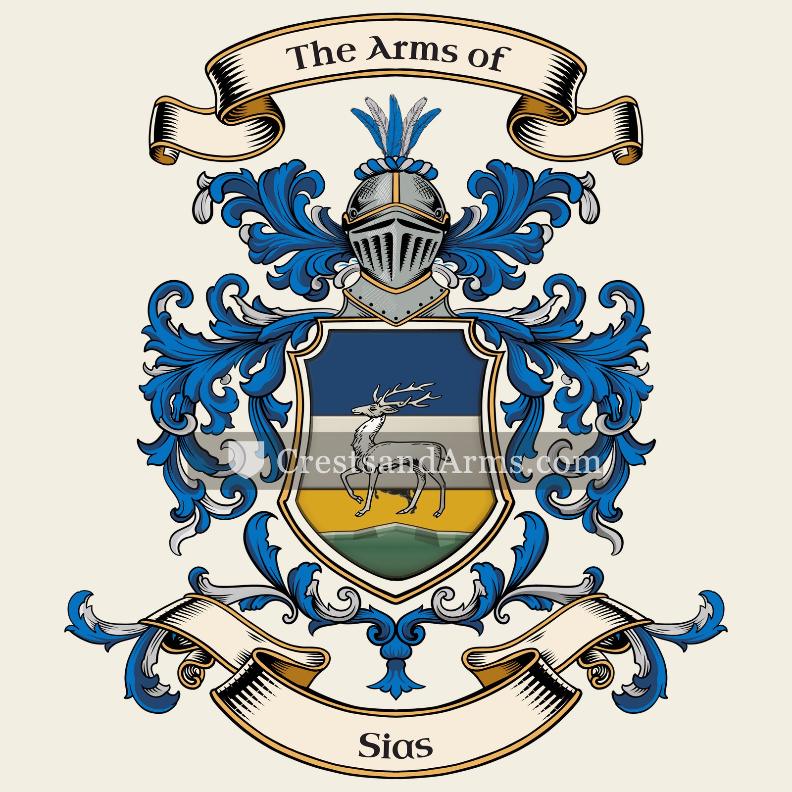 The Sias coat of arms, drawn from the recorded blazon
