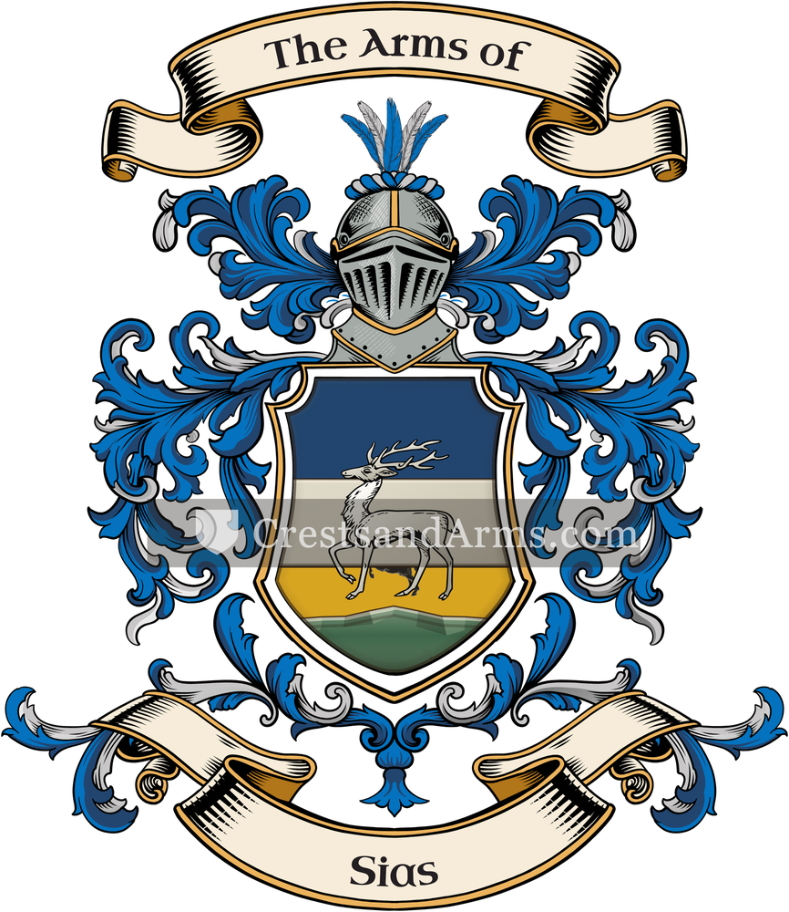 The Sias coat of arms, drawn from the recorded blazon
