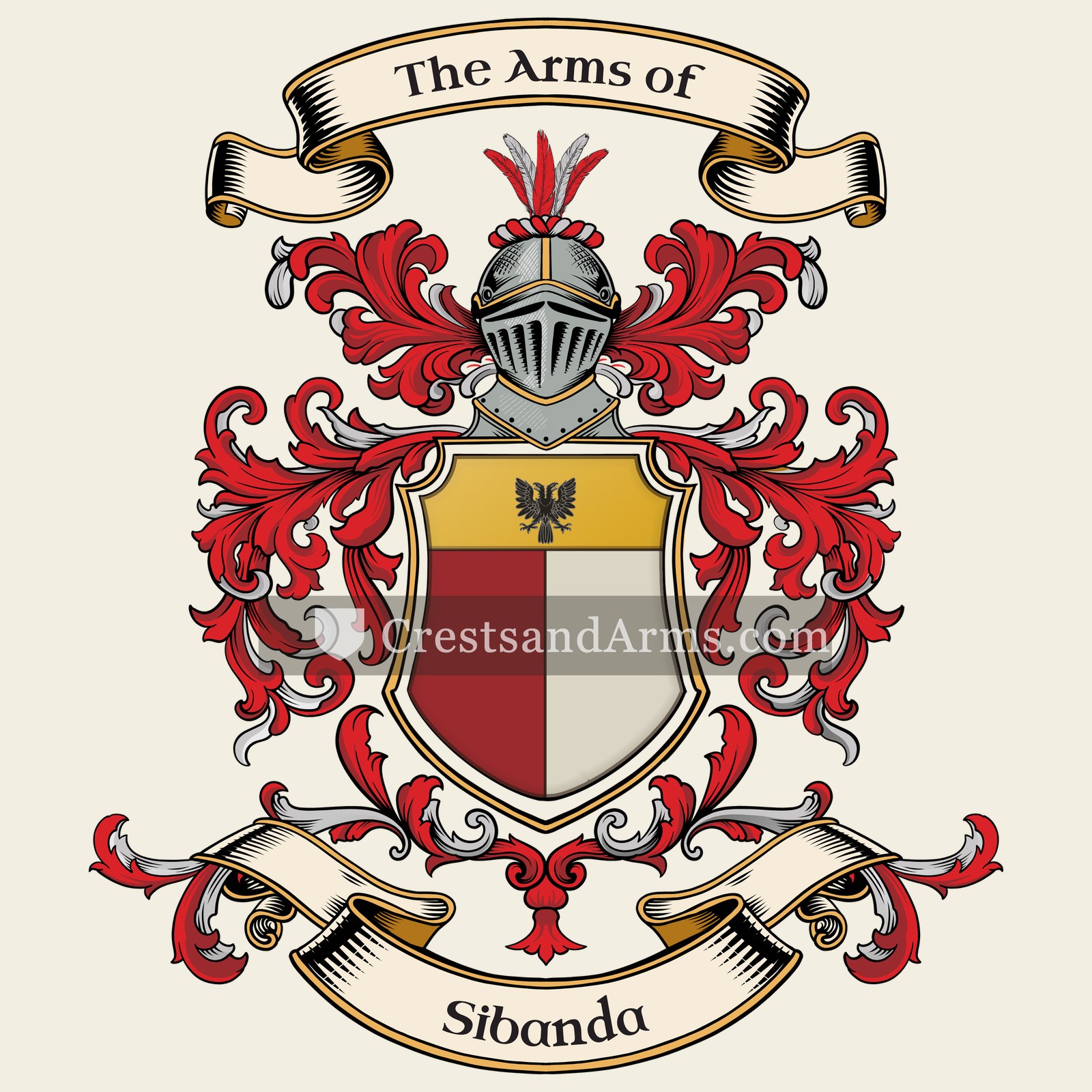 The Sibanda coat of arms, drawn from the recorded blazon