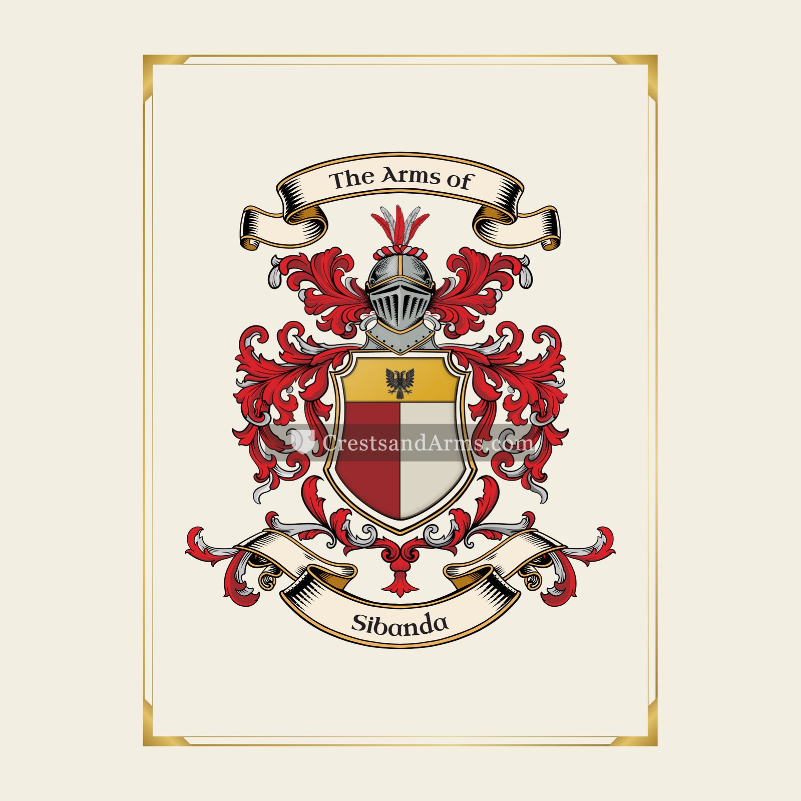 With gold border
