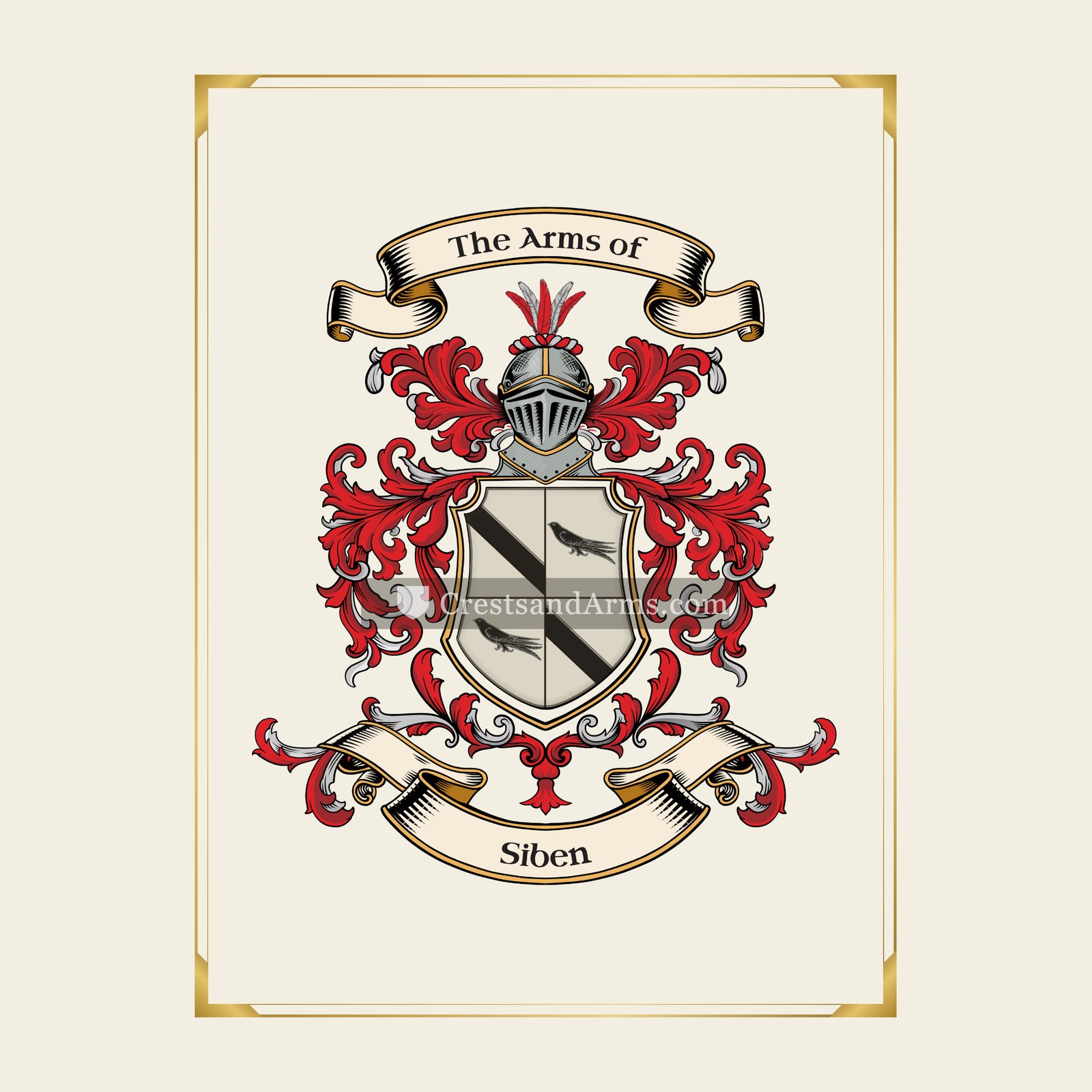 With gold border