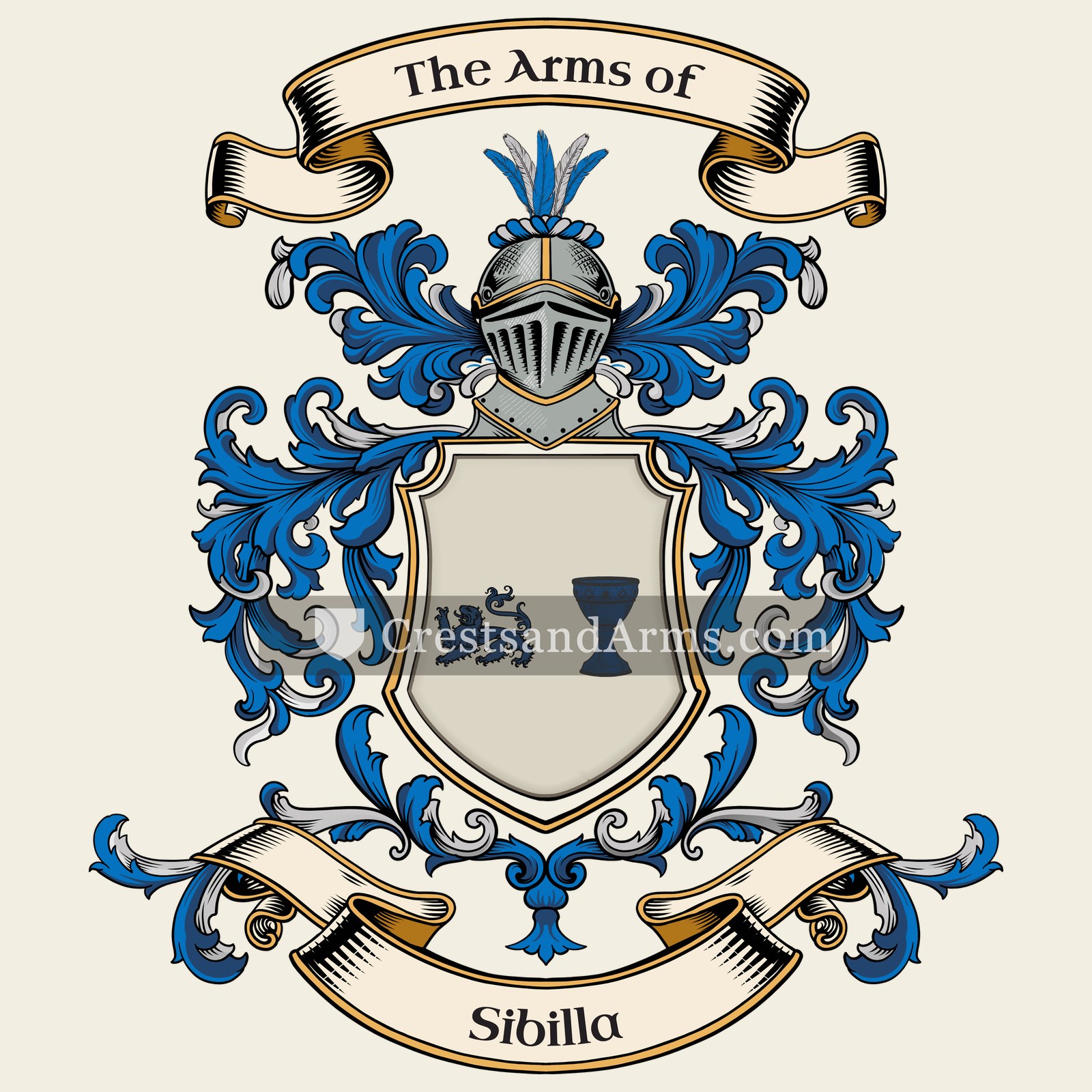 The Sibilla coat of arms, drawn from the recorded blazon