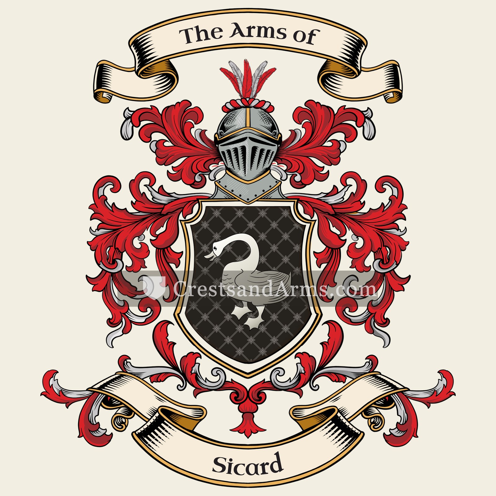 The Sicard coat of arms, drawn from the recorded blazon