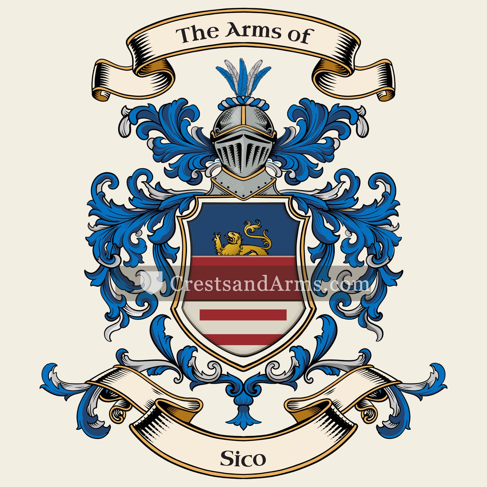 The Sico coat of arms, drawn from the recorded blazon