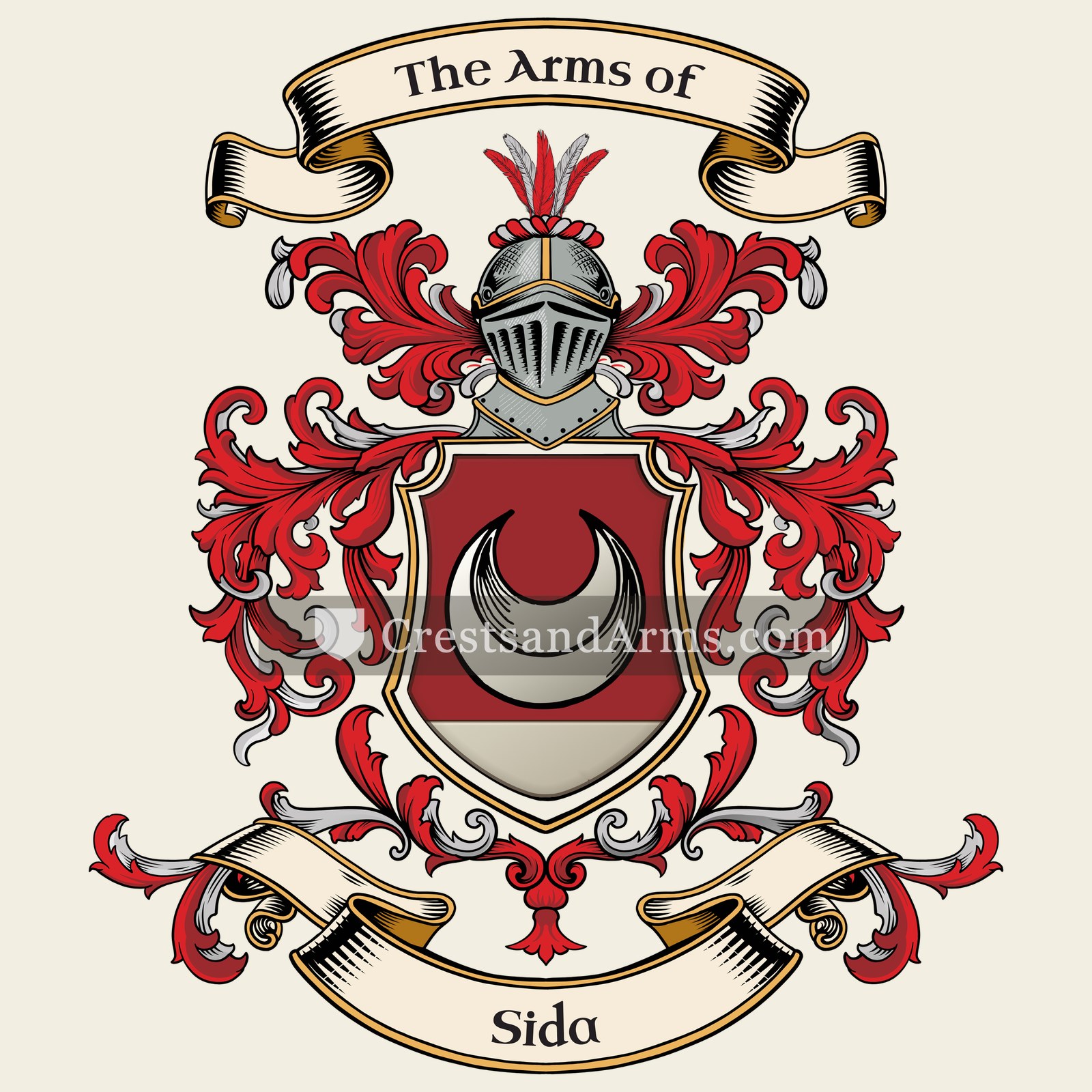 The Sida coat of arms, drawn from the recorded blazon