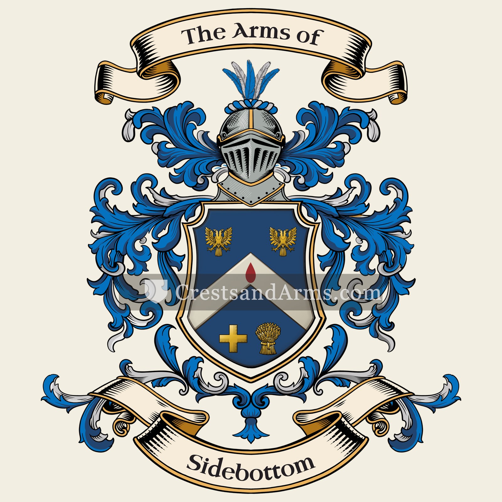 The Sidebottom coat of arms, drawn from the recorded blazon
