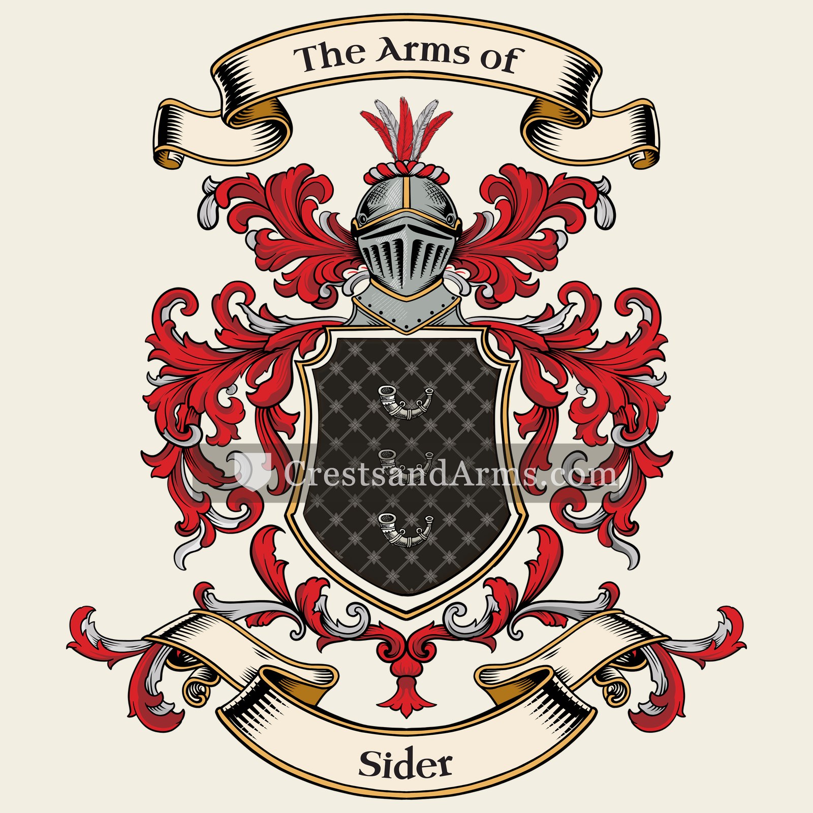 The Sider coat of arms, drawn from the recorded blazon